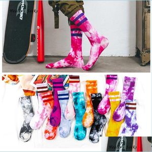 Schoenonderdelen accessoires sokken die verven van hiphop buis katoen colorf psychedelic graffiti stropdas grappig skateboard schattig harajuku fashion mannen dhfic