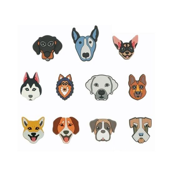 Pièces de chaussures Accessoires Caoutchouc souple PVC Charms Clog Boucles Jibz pour chien de dessin animé Animaux Charme Chaussures de jardin Boucle Cadeaux d'anniversaire Partie Fav Dh56N