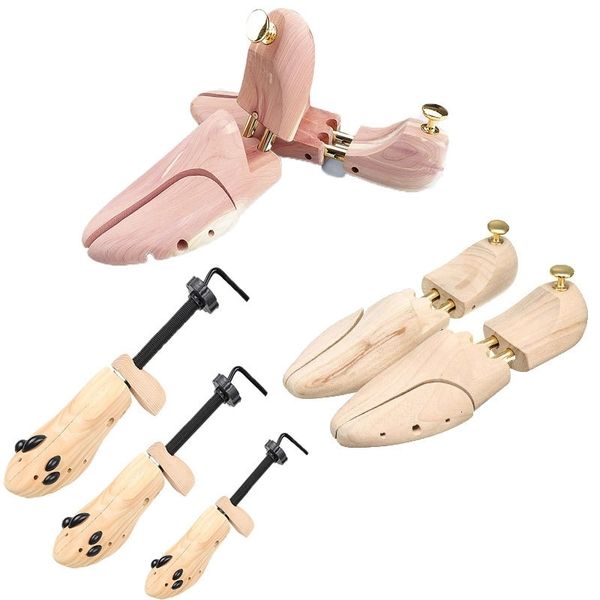 Pièces de chaussures Accessoires Civière Chaussures en bois Arbre Shaper Rack Bois Réglable Appartements Pompes Bottes Expander Arbres Taille SML Homme Femmes 230802