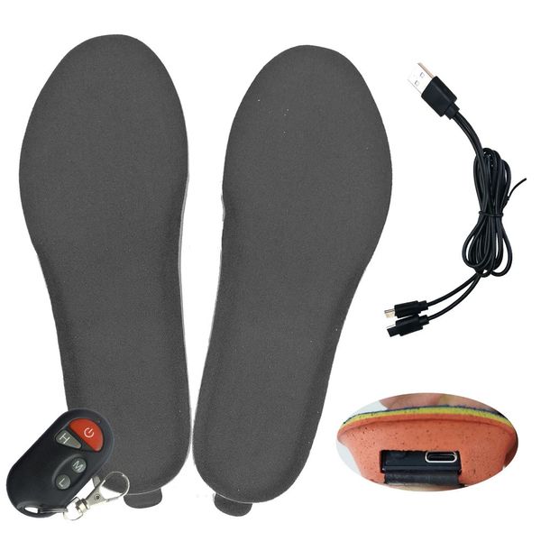 Piezas de zapatos Accesorios Plantillas de zapatos con calefacción USB con control remoto Plantillas calefactoras para pies para zapatos de mujer Plantillas térmicas de invierno Tamaño EUR 35-46 # 231019