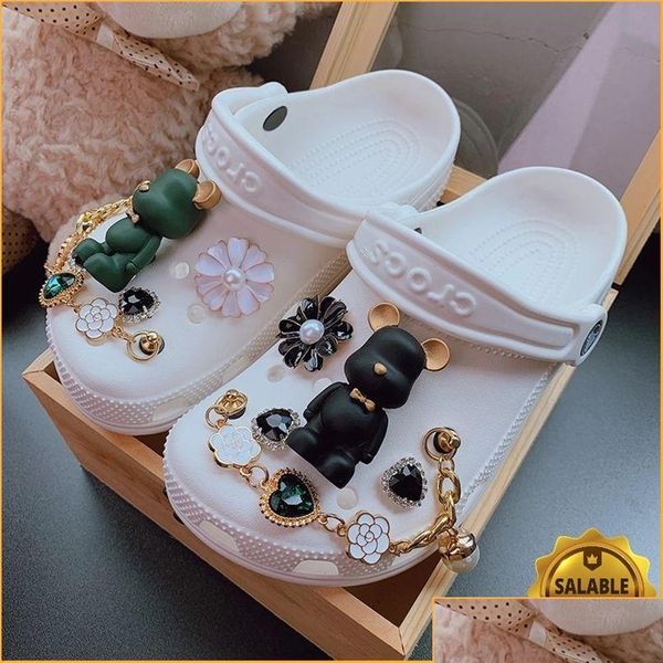 Accesorios para piezas de zapatos Vintage Bears Clog Charms Designer Diy Bling Metal Doll Shoes Hebilla Decaration para Jibs Clogs Niños Mujeres Niñas Gi