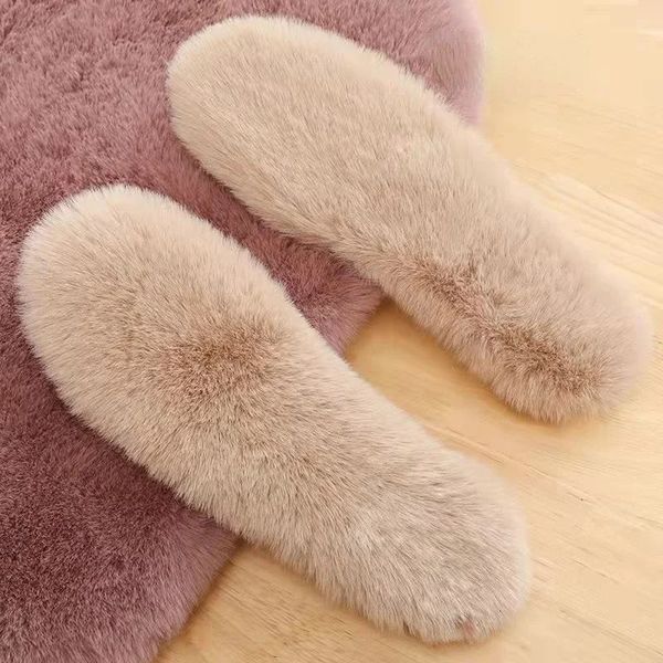 Accessoires de pièces de chaussures Semelles intérieures chaudes en fourrure de lapin imitation hiver chaud en peluche hommes femmes semelles intérieures douces et épaisses accessoires de chaussures chaudes semelle intérieure moelleuse en peluche 231102