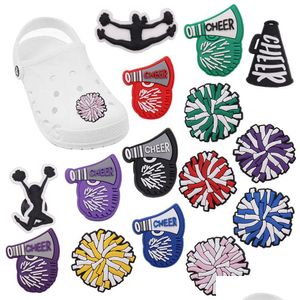 Schoenonderdelen Accessoires Groothandel 100 stuks Pvc Mticolor Lint Ballen Cheer Squad Charms Meisjes Vrouw Gesp Decoraties Voor Rugzak B Dhzya