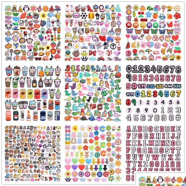 Pièces de chaussures Accessoires En gros 100 pièces Pvc lettres chiffres chiens dinosaure charmes dessin animé boucle décorations pour enfants sabot partie DH6Dz