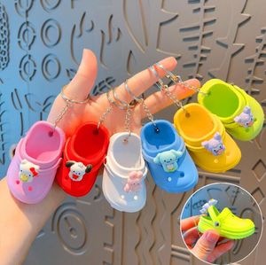 Pièces de chaussures Accessoires en gros 3d Mini Keychain Chaussures Srocs Cloc Clog Sandal Party Favors Chains mignon Eva Plastic Foam Hole