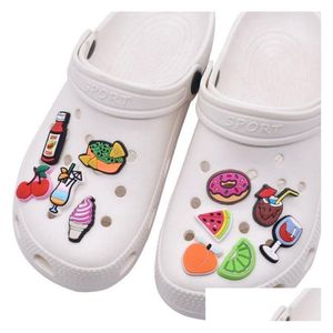 Pièces de chaussures Accessoires en gros Clog Charms PVC Caouton de caoutchouc souple Shoecharms boucle boucles chaussures de décoration de gouttes cadeau DHEMP DHEMP