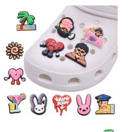 Pièces de chaussures Accessoires En Gros Mignon Pvc Lapin Sabot Charmes Décoration Boucle Pins Boutons Charme Dessin Animé Filles Garçons Cadeau Dro Série Au Hasard