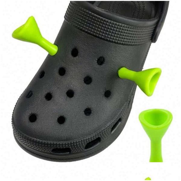 Pièces de chaussures Accessoires en gros plastique shrek oreilles slog charm