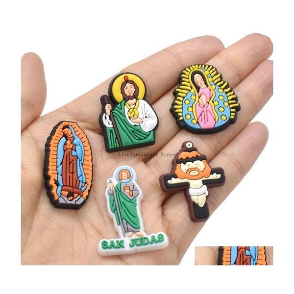 Piezas de zapatos Accesorios Venta al por mayor Religioso Jesús Zueco Encantos Hebilla Botones Prendedores Pulsera Pulsera Decoración Niños Adolescente Adty Drop Del Dhnux