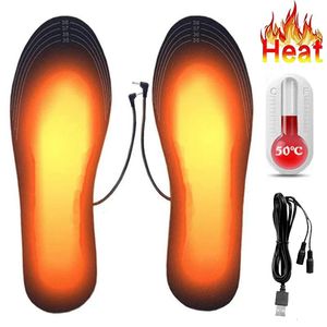 Pièces de chaussures Accessoires Semelles chauffantes électriques d'hiver Chauffage USB Chauffe-pieds Chaussures thermiques Coussin de chaussette Semelles chauffantes lavables Fièvre complète des pieds Unisexe 231102