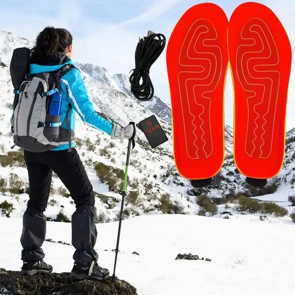 Pièces de chaussures Accessoires Hiver USB télécommande chauffage semelle électrique température réglable semelle rechargeable chauffe-pieds pour cyclisme ski 231219