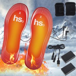Pièces de chaussures Accessoires Semelle intérieure chaude d'hiver Chauffage en fibre de carbone Batterie au lithium rechargeable 3.7 Boîte de batterie 4.5V Cordon chauffant USB Semelle chauffante pour les pieds 230825