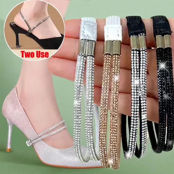 Pièces de chaussures accessoires lacets en strass pour femmes sans boucles triangulaires bottes hautes bracelets lâches et antidérapants 231121