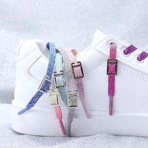 Pièces de chaussures Colorful imprimées lacets élastiques avec sept couleurs sans reliure à plat et éblouissant