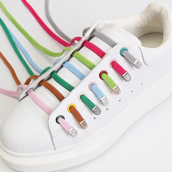 Pièces de chaussures Shoelaces Flat Press Presse LOCK LOCES SUR LES TIES Multi-couleurs Options faciles à éliminer le lacet paresseux pour les baskets