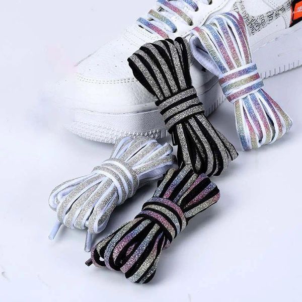 Pièces de chaussures pleines d'étoiles Laser Reflective Sports Bracelet Bracelet Shoelaces For Basketball Shoes Casual Work