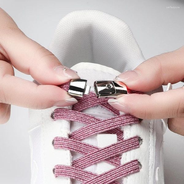 Pièces de chaussures Boucle en métal rapidement mise et enlève des baskets de lacets de 8 mm de large chaussures plates sans listes accessoires 25 couleurs
