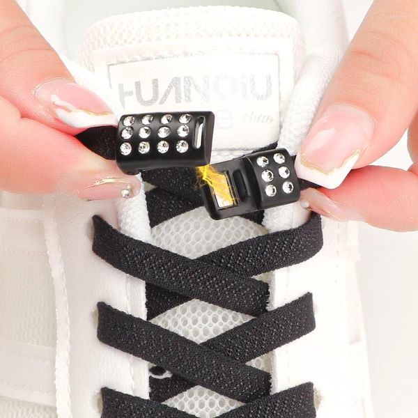 Pièces de chaussures Pas de nœud lancers diamants Locks magnétiques Lacets sans liens élastiques pour les baskets Flat Shoelace Enfants adultes adaptés