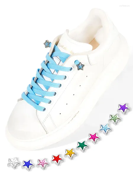 Piezas de zapato sin corbata de cordones estrella diamante colorido diamantes de diez rhinestone hebilla hebilla cordones elásticos zapatillas de cordillera