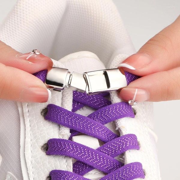 Pièces de chaussures Pas de lien avec les lacets élastiques Single Taille s'adapte à toutes les chaussures adultes et enfants Stretch Press Lock Shoelace