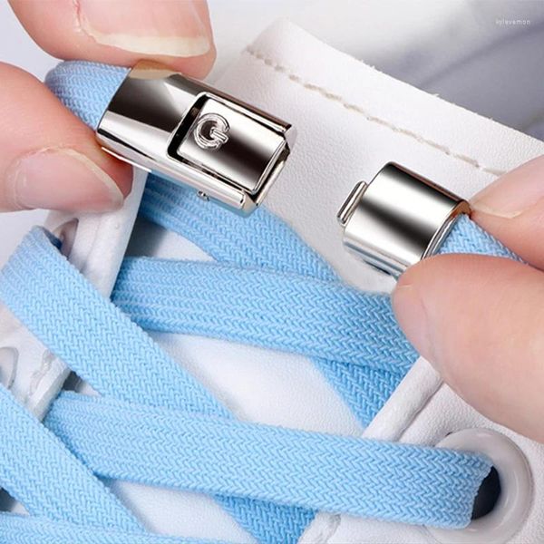 Pièces de chaussures Appuyez sur Lock Shoelaces sans liens Elastic Shoelace pas de cravate String for Flat Sneaker Kids Adult Universal Laces 100cm