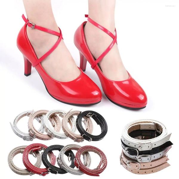 Pièces de chaussures Pu en cuir shoelace pour femmes talons hauts à cheville boucles en métal boucles en dentelle