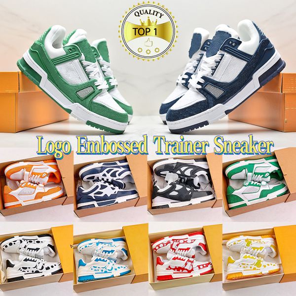 Diseñador de lujo Zapatos casuales Logotipo en relieve Entrenadores Correa Skate Sneaker Hombres Mujeres Triple Blanco Negro Verde Bajo Zapato para hombre Moda para mujer x YK Trainer Sneakers EE. UU. 6-12