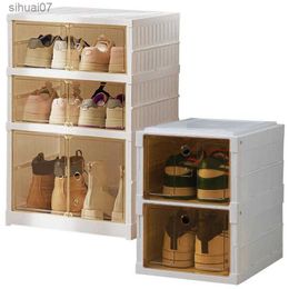 Boîtes de rangement pour chaussures Organisateurs de chaussures transparents pliables transparents Usages multiples Armoire à chaussures sans installation anti-poussière épaissie L230705