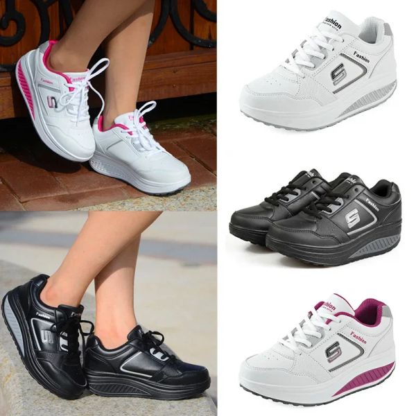 Zapato para mujeres zapatos de tonificación transpirable plataforma de cuña los zapatos de adelgazamiento de la fitness de las zapatillas de zapatillas