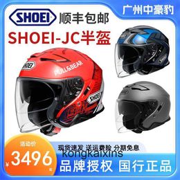 Casque de moto haut de gamme Shoei For Shoei Half Helmet Motorcycle Cruise Red Ant Double Lens Summer Riding Three Quarters 1: 1 Qualité d'origine et logo