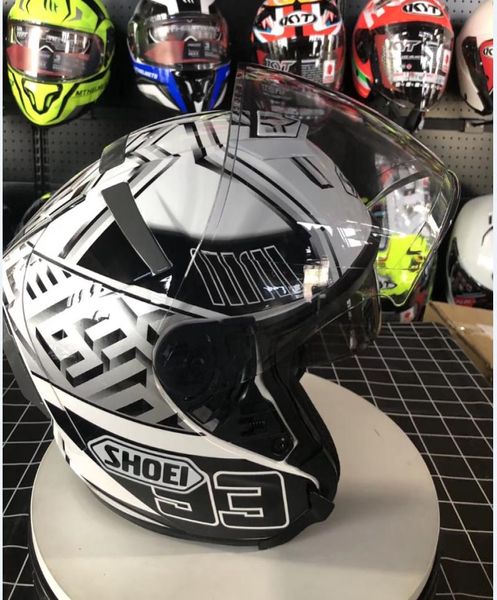 Shoei White Ant Face abierto Dual Visors Casco fuera de carretera Motocross de motocicleta Casco1657678