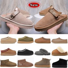 Designer Slippers Women Goldencoast Clog Slipper Tasman Shearling Slides Classic Mini Button Booties Booties Dames Australië Nita kalfslin bont loafers schoenen