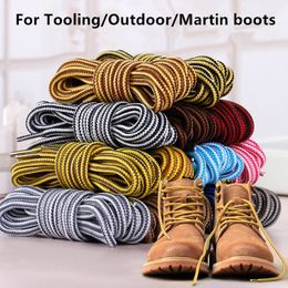 Cordones de zapatos para Martins- Botas- Poliéster a rayas de dos colores Cordones de herramientas británicos redondos Soporte Longitud personalizada 70CM 90CM 120CM 150CM Cordón colorido 18 colores