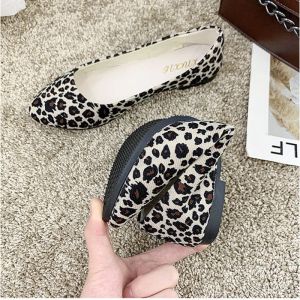 shoes 2020 nouveau automne femmes sans lacet chaussures plates imprimé léopard chaussures décontracté unique chaussures ballerine filles grande taille bouche peu profonde chaussures