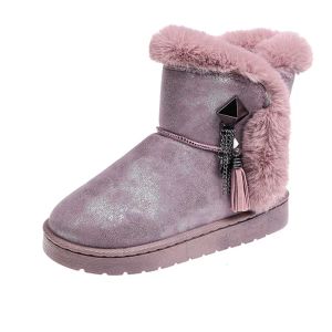 Chaussures 2022 Nouvelles bottes de neige chaudes pour femmes avec peluche lourde en daim brillant et chaîne à franges pour bottes de neige pour filles 3 couleurs Szie 3541