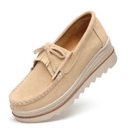 Schoenen 2022 Springplatform vrouwen schoenen flats sneakers suede lederen vrouwen casual schoenen glijden op flats hakken klimplanten mocassins