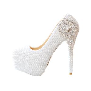 Schoenen 2022 Witte parels Dikke kitten Hoge hiel kanten Pumps Princess Party Birthday Heels Drop Delivery Events Accessoires Dhzoy