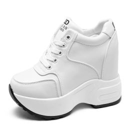 Zapatos 2023 nueva plataforma zapatillas de deporte para mujeres moda tacones gruesos zapatos zapatos botas de cordón altura creciente zapatos de cuero hembra femenina