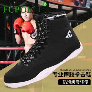 Schoenen 2024 Hot Men and Women Wrestling Shoes Competition Sport Fighting Boots Unisex Designer Black Boxing Shoe Couples