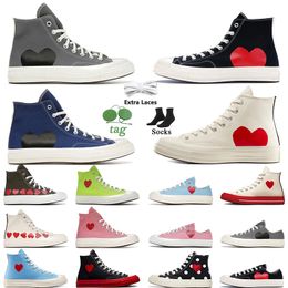 Zapatos 2024 Nuevo High Top Vintage Commes Des Garcons X 1970S Diseñador de lona para mujer para hombre All Star Classic 70 Chucks Taylors Low Multi-Heart con Bo