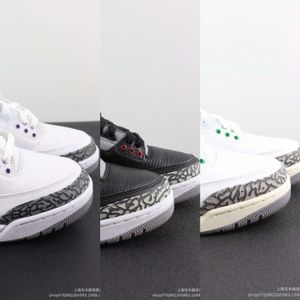 Chaussures 3 Coussin d'air High Edition Basketball 3s Ciment blanc Sports pour hommes et femmes
