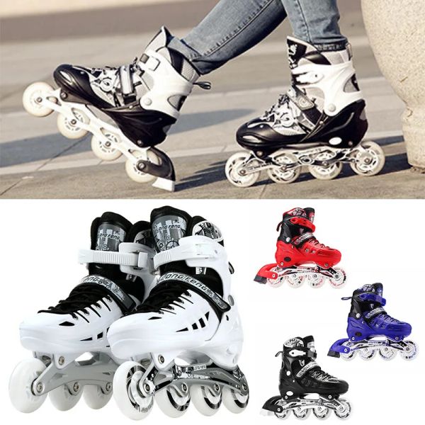 Chaussures Chaussures de patins à rouleaux réglables 4 roues rouleaux clignoteurs