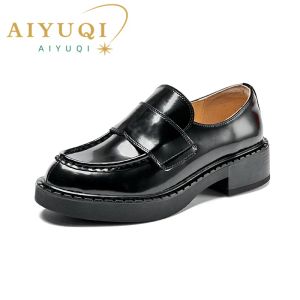 schoenen Aiyuqi Loafers Dames Echt Leer Lente Britse Stijl Meisjes Schoenen Instapper Casual Kantoorschoenen voor Dames Studenten