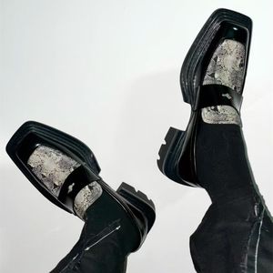 schoenen en accessoires Dikke bodem antislip buitenzool vierkante kop sportmerk ontwerper casual mannen en vrouwen technische mesh kalfsleer ademend hardlopen dansen