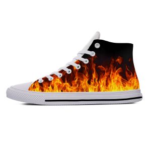 Schoenen anime cartoon stripverhaal vlam vuurpatroon casual doek schoenen hoge top lichtgewicht ademende 3D print mannen vrouwen sneakers