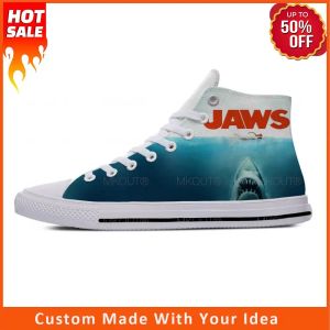 Schoenen Anime Cartoon Jaws Movie Shark Horror Enge grappige casual doek schoenen Hoge top lichtgewicht ademende 3D print mannen dames sneakers