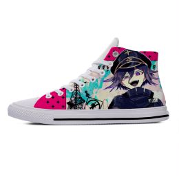 Chaussures anime dessin animé manga kokichi ouma oma danganronpa chaussures de tissu décontractées haut haut léger respirant 3d imprimé hommes baskets