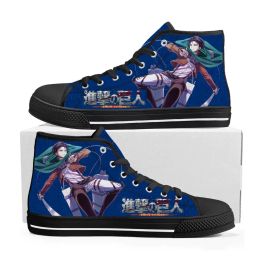 Chaussures Anime Manga Attack on Titan Levi Ackerman High Top Sneakers Mens pour femmes et toile Sneaker Sneaker Casual Couple Shoes Custom Shoe Custom