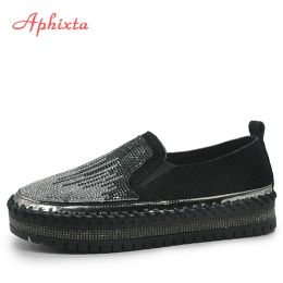 Schoenen Aphixta schoenen vrouwen luxe kristallen muziek ritme flats schoenen vrouw ontwerpers platform schoenen plat hiel schoenen zapatillas mujer