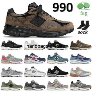 Chaussures de course athlétiques 990 v3 JJJJound marron noir course 990v3 Kith Genesis Tornado Bodega ici pour rester peau d'éléphant olive DTLR Miami hommes femmes extérieur